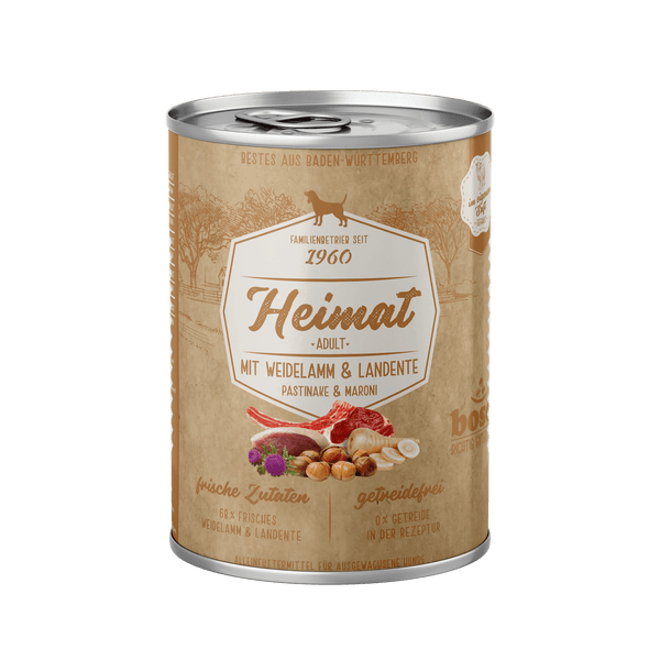 Bosch Dog Heimat Nassfutter Adult Weidelamm+Landente  zoo.de