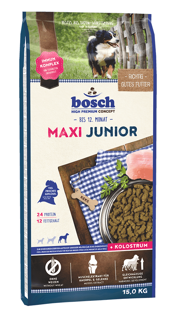 Artikel mit dem Namen Bosch Maxi Junior im Shop von zoo.de , dem Onlineshop für nachhaltiges Hundefutter und Katzenfutter.