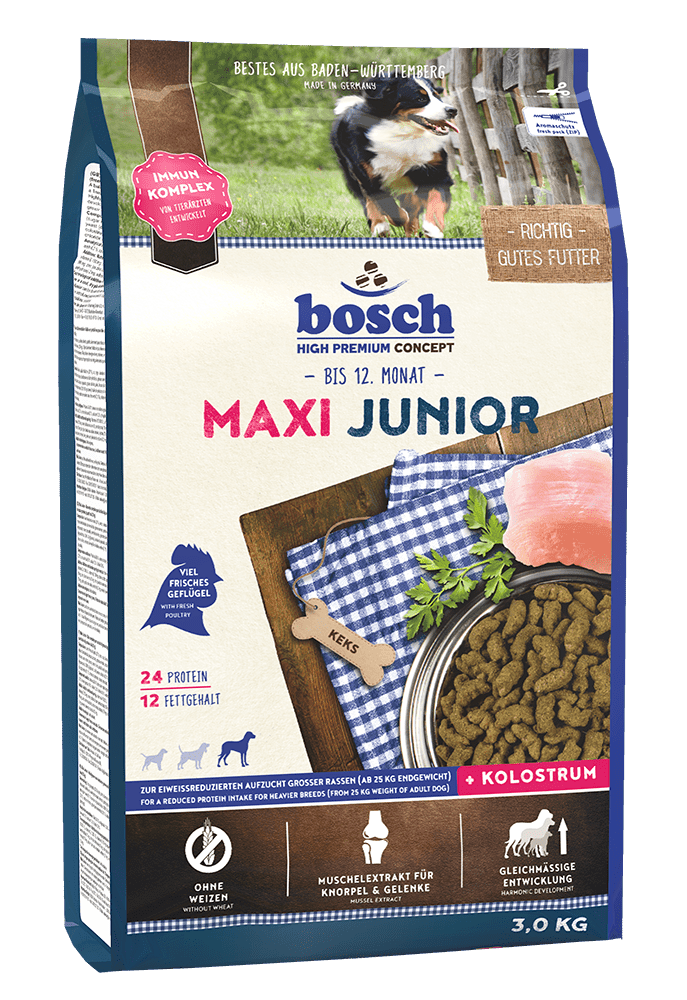 Artikel mit dem Namen Bosch Maxi Junior im Shop von zoo.de , dem Onlineshop für nachhaltiges Hundefutter und Katzenfutter.