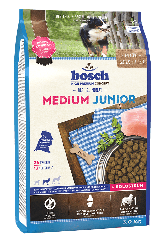 Artikel mit dem Namen Bosch Medium Junior im Shop von zoo.de , dem Onlineshop für nachhaltiges Hundefutter und Katzenfutter.