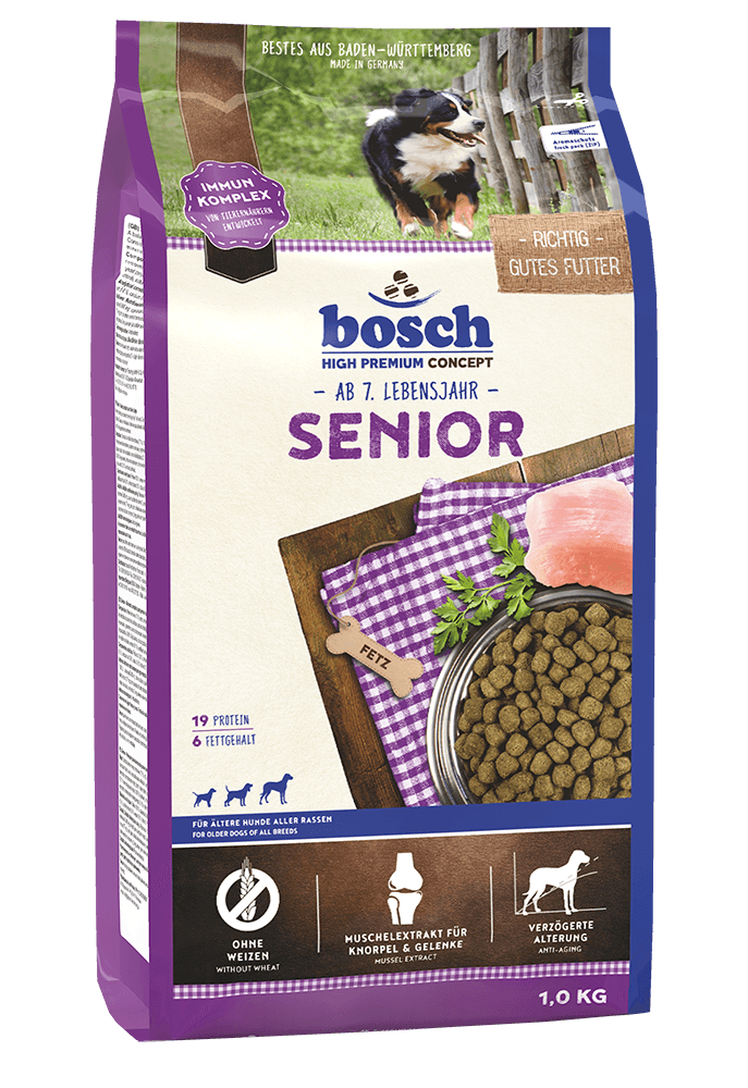 Artikel mit dem Namen Bosch Senior im Shop von zoo.de , dem Onlineshop für nachhaltiges Hundefutter und Katzenfutter.