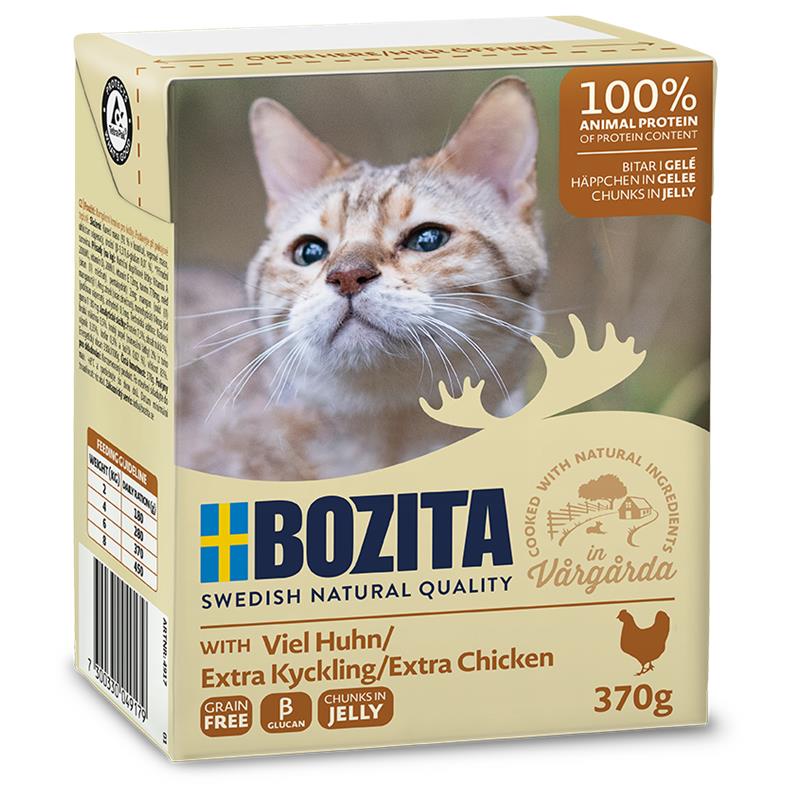 Artikel mit dem Namen Bozita Katze Chunks mit viel Huhn im Shop von zoo.de , dem Onlineshop für nachhaltiges Hundefutter und Katzenfutter.