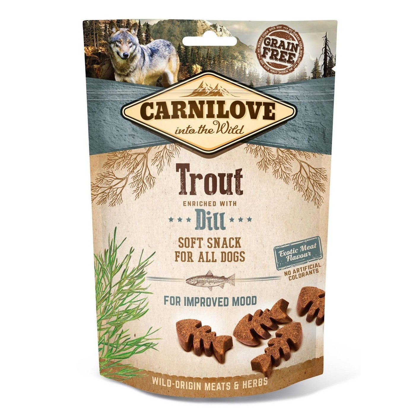 Artikel mit dem Namen Carnilove Dog Soft Snack - Forelle im Shop von zoo.de , dem Onlineshop für nachhaltiges Hundefutter und Katzenfutter.