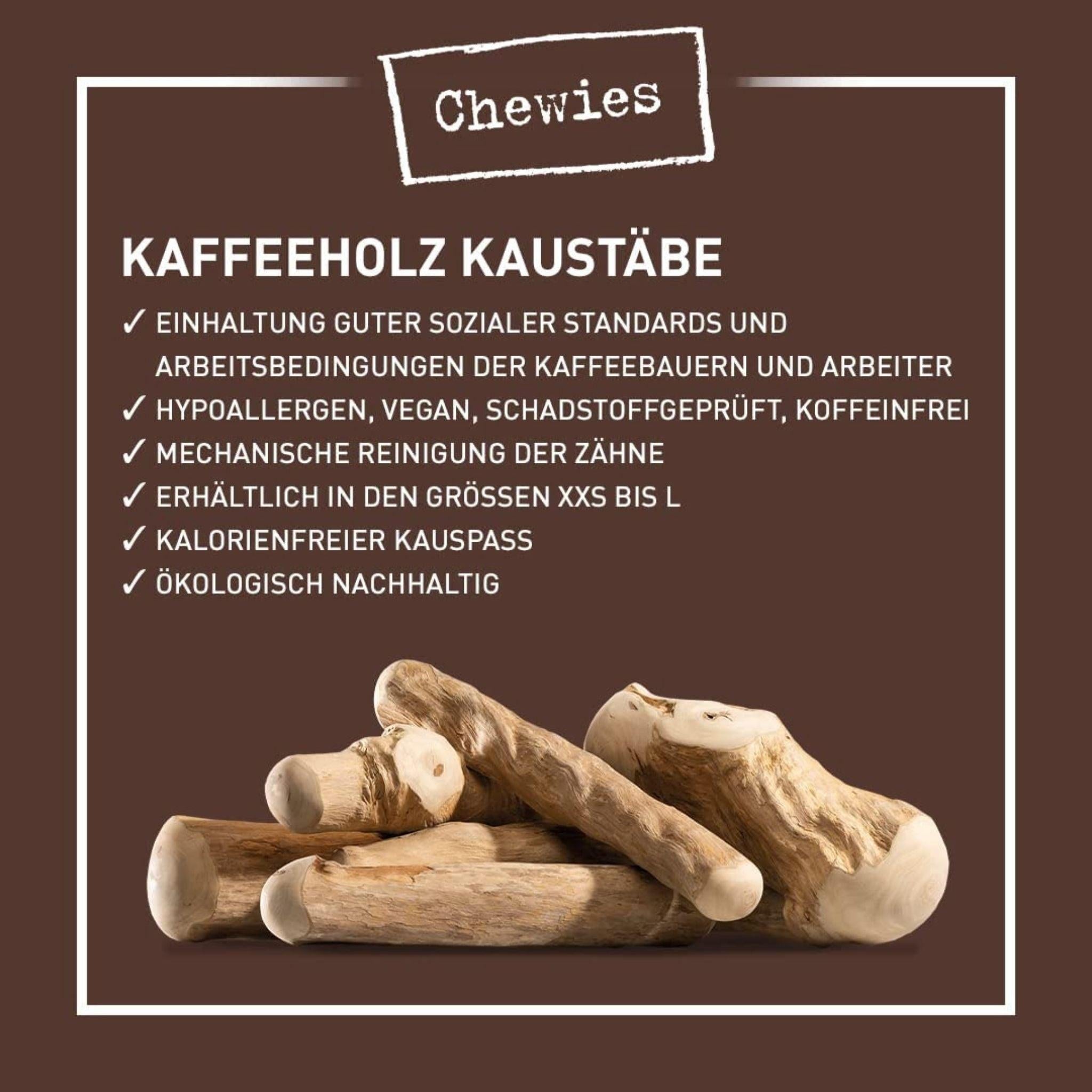 Artikel mit dem Namen Chewies Kaffeeholz-Kaustab im Shop von zoo.de , dem Onlineshop für nachhaltiges Hundefutter und Katzenfutter.