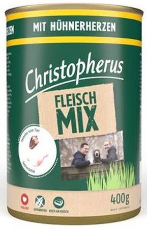 Artikel mit dem Namen Christopherus Fleischmix - mit Hühnerherzen im Shop von zoo.de , dem Onlineshop für nachhaltiges Hundefutter und Katzenfutter.