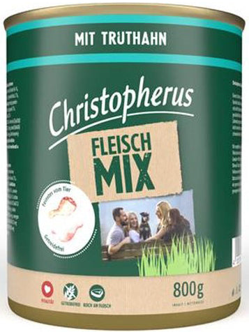 Artikel mit dem Namen Christopherus Fleischmix - mit Truthahn im Shop von zoo.de , dem Onlineshop für nachhaltiges Hundefutter und Katzenfutter.