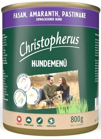 Artikel mit dem Namen Christopherus Menü -Adult - mit Fasan & Amaranth im Shop von zoo.de , dem Onlineshop für nachhaltiges Hundefutter und Katzenfutter.