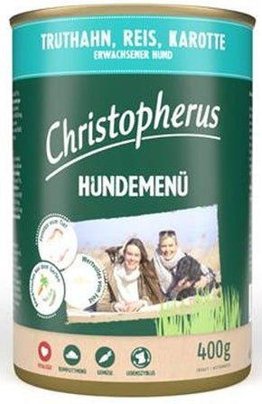 Artikel mit dem Namen Christopherus Menü -Adult - mit Truthahn & Reis im Shop von zoo.de , dem Onlineshop für nachhaltiges Hundefutter und Katzenfutter.