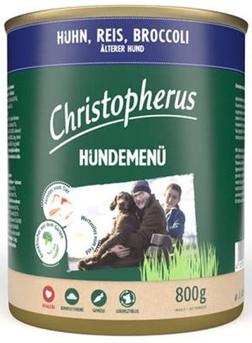 Artikel mit dem Namen Christopherus Menü -Senior - mit Huhn & Reis im Shop von zoo.de , dem Onlineshop für nachhaltiges Hundefutter und Katzenfutter.