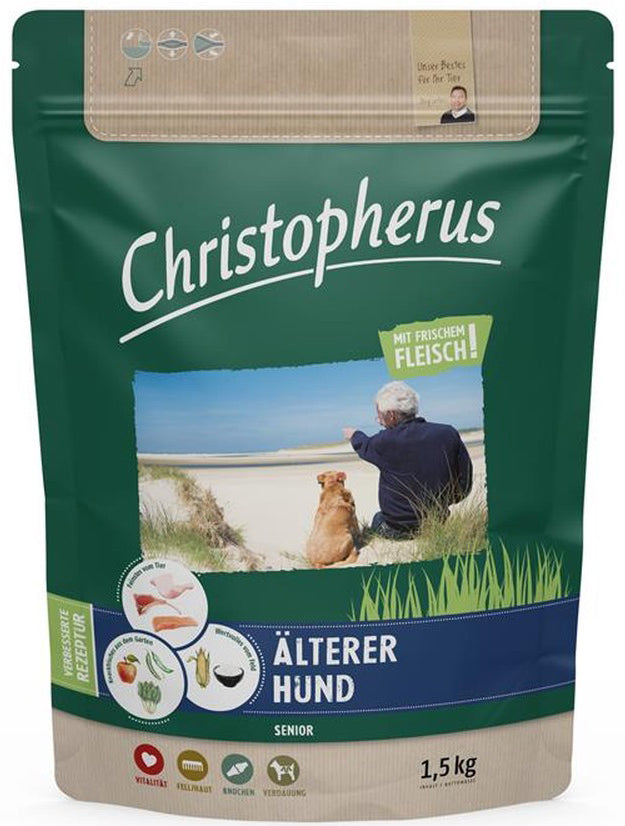 Artikel mit dem Namen Christopherus Senior Geflügel, Lamm, Ei & Reis im Shop von zoo.de , dem Onlineshop für nachhaltiges Hundefutter und Katzenfutter.