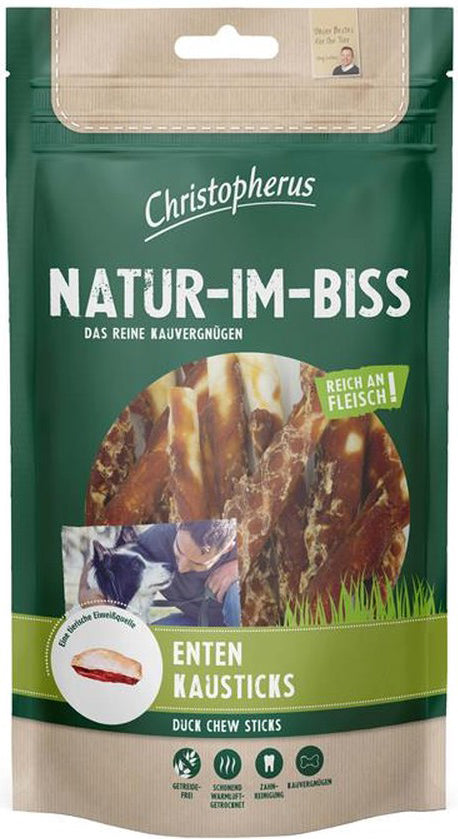 Artikel mit dem Namen Christopherus Snack Enten Kausticks im Shop von zoo.de , dem Onlineshop für nachhaltiges Hundefutter und Katzenfutter.