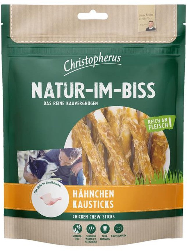 Artikel mit dem Namen Christopherus Snack Hähnchenkausticks im Shop von zoo.de , dem Onlineshop für nachhaltiges Hundefutter und Katzenfutter.