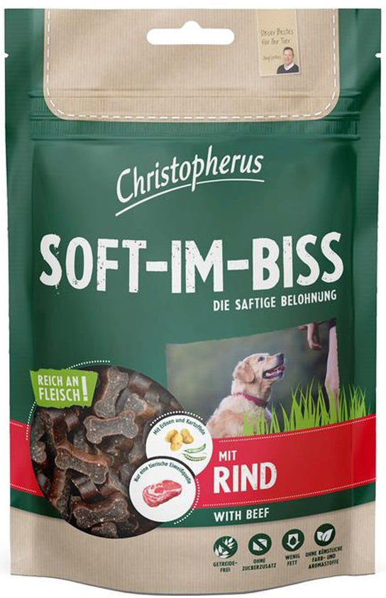 Artikel mit dem Namen Christopherus Snacks Soft-Im-Biss mit Rind im Shop von zoo.de , dem Onlineshop für nachhaltiges Hundefutter und Katzenfutter.