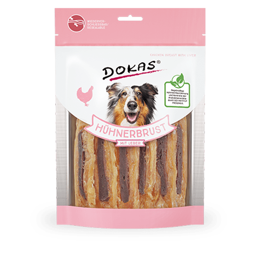 Artikel mit dem Namen Dokas Hühnerbrust 220g im Shop von zoo.de , dem Onlineshop für nachhaltiges Hundefutter und Katzenfutter.