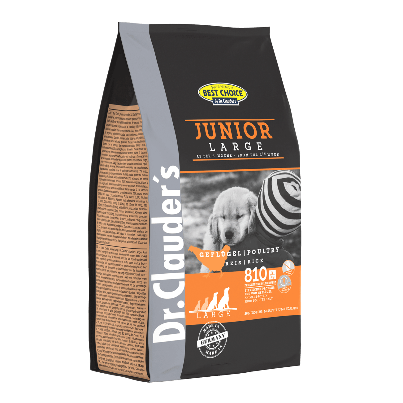 Artikel mit dem Namen Dr.Clauder's Best Choice Junior Large Breed im Shop von zoo.de , dem Onlineshop für nachhaltiges Hundefutter und Katzenfutter.