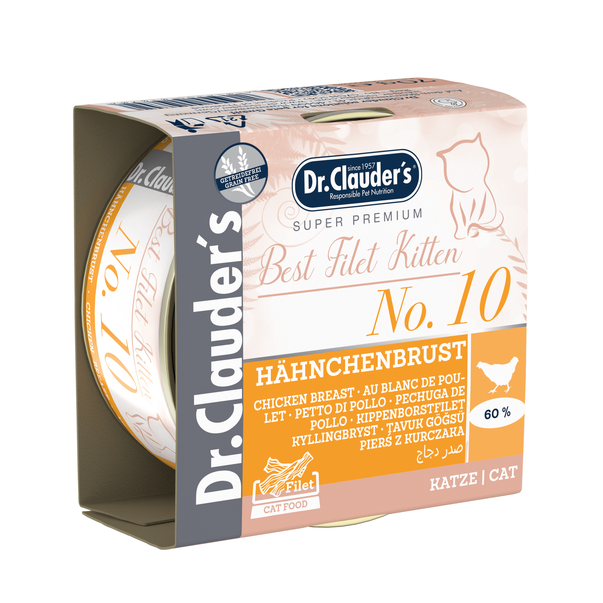 Artikel mit dem Namen Dr.Clauder's Cat Best Filet No10 Kitten Hähnchenbrust im Shop von zoo.de , dem Onlineshop für nachhaltiges Hundefutter und Katzenfutter.