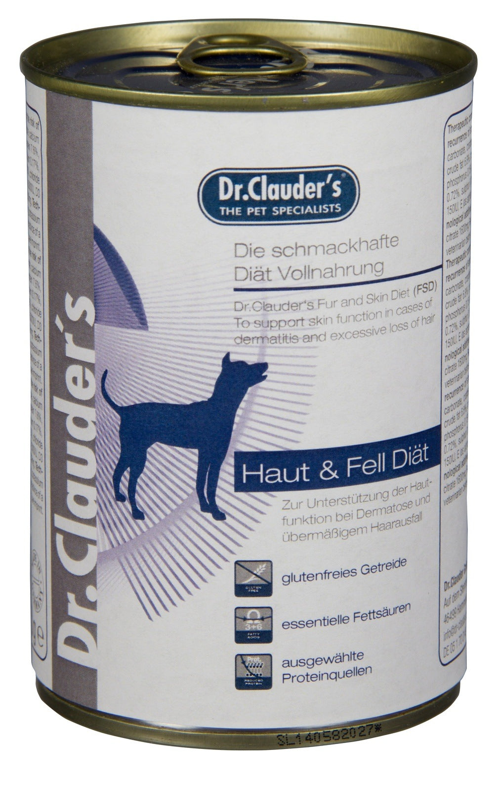 Artikel mit dem Namen Dr.Clauder's Diät FSD Haut+Felldiät Nassfutter im Shop von zoo.de , dem Onlineshop für nachhaltiges Hundefutter und Katzenfutter.