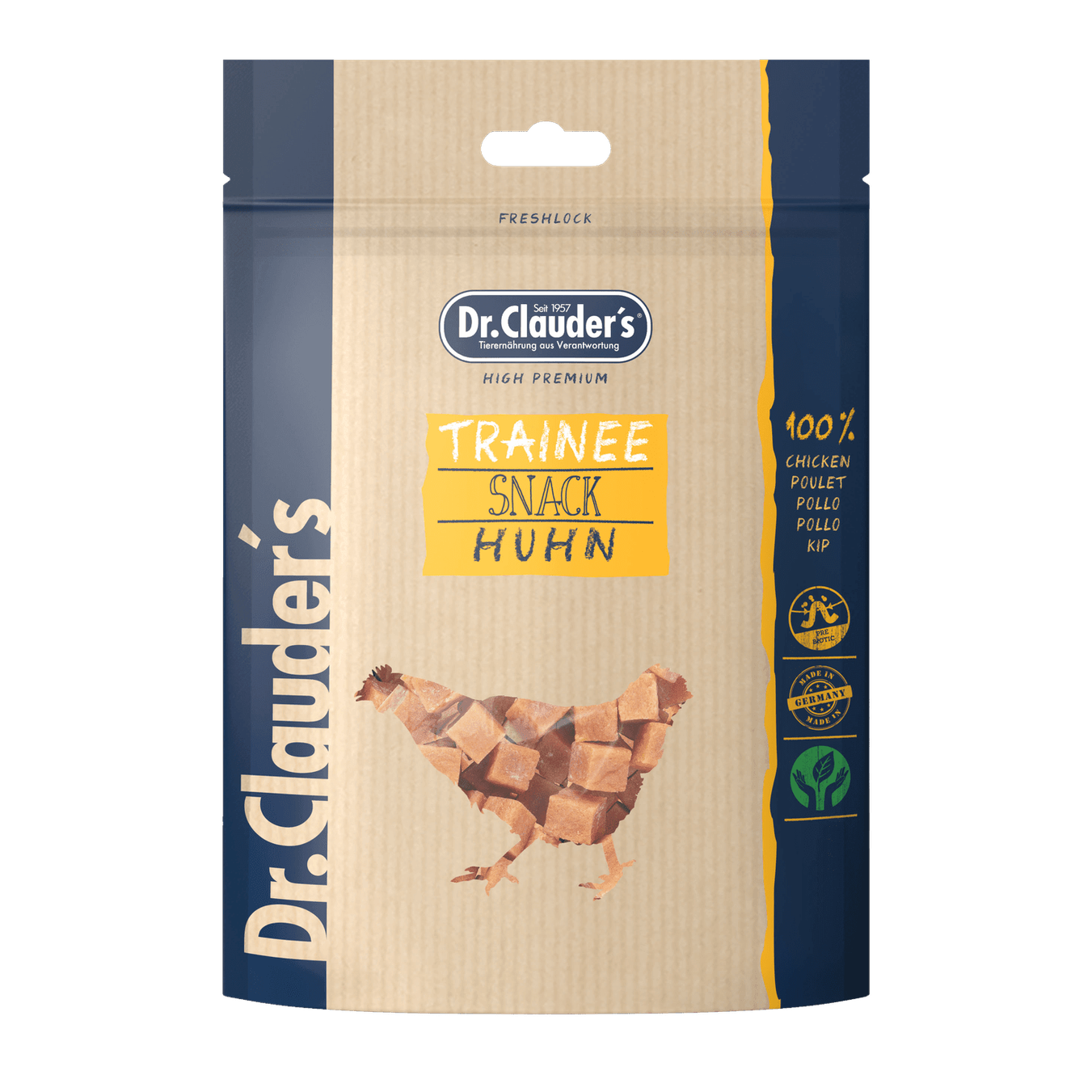 Artikel mit dem Namen Dr.Clauder's Dog Snack Trainee Hühnerfleisch im Shop von zoo.de , dem Onlineshop für nachhaltiges Hundefutter und Katzenfutter.
