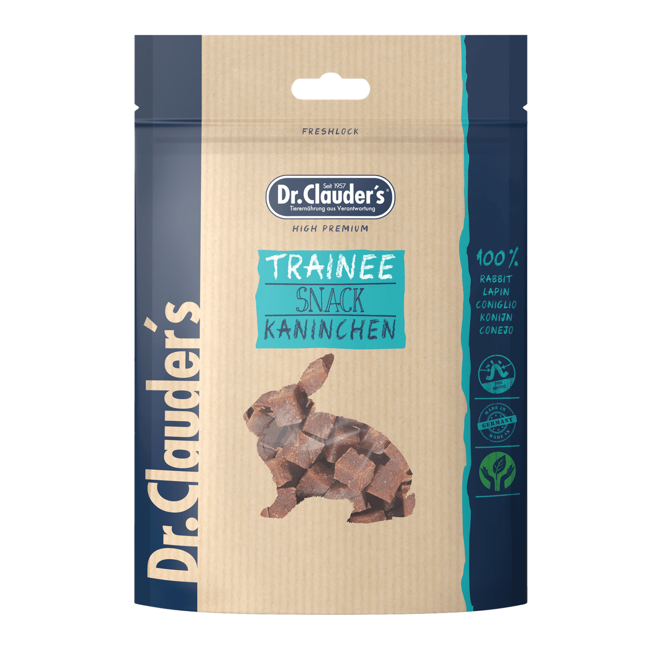 Artikel mit dem Namen Dr.Clauder's Dog Snack Trainee Kaninchenfleisch im Shop von zoo.de , dem Onlineshop für nachhaltiges Hundefutter und Katzenfutter.