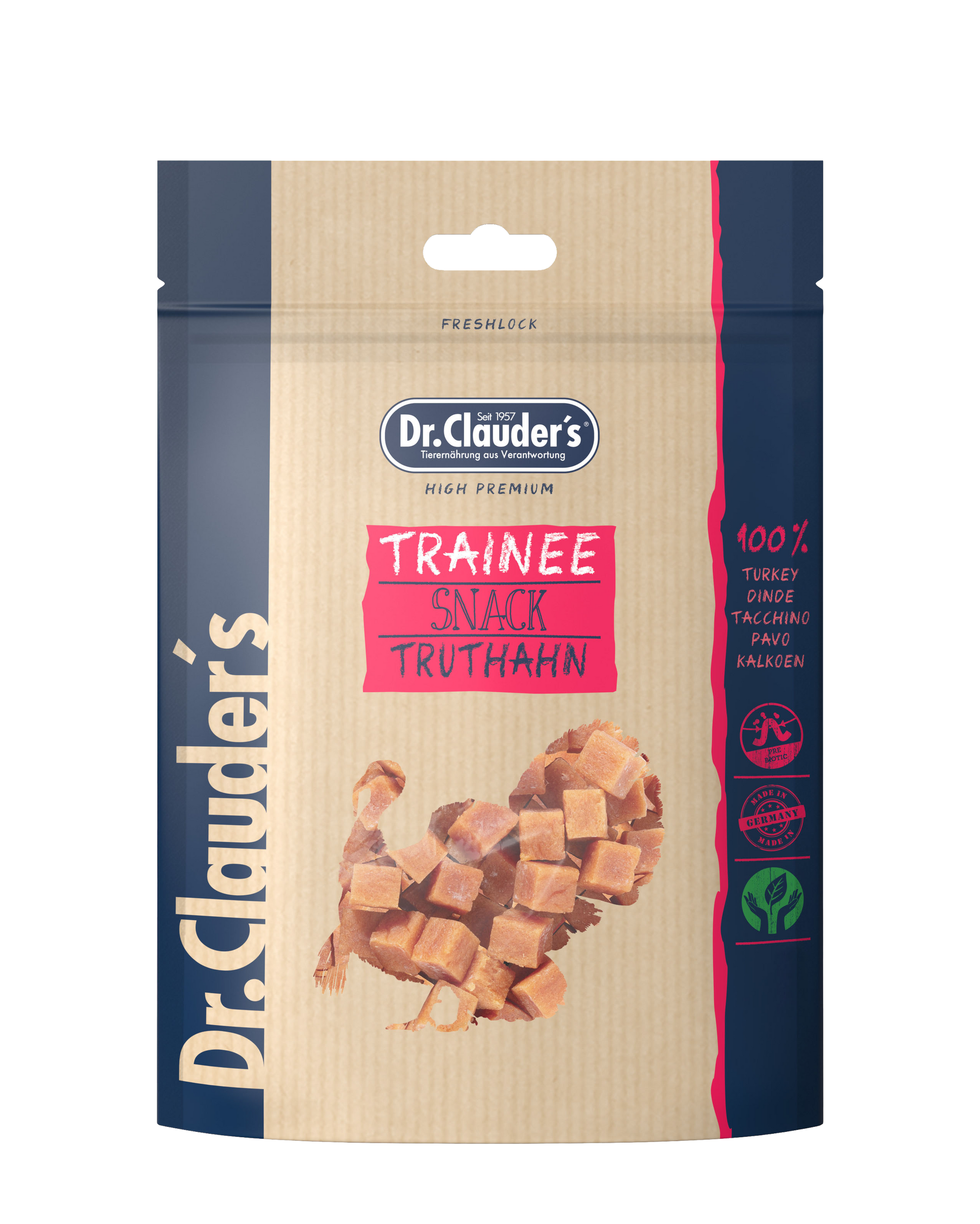 Artikel mit dem Namen Dr.Clauder's Dog Snack Trainee Truthahnfleisch im Shop von zoo.de , dem Onlineshop für nachhaltiges Hundefutter und Katzenfutter.