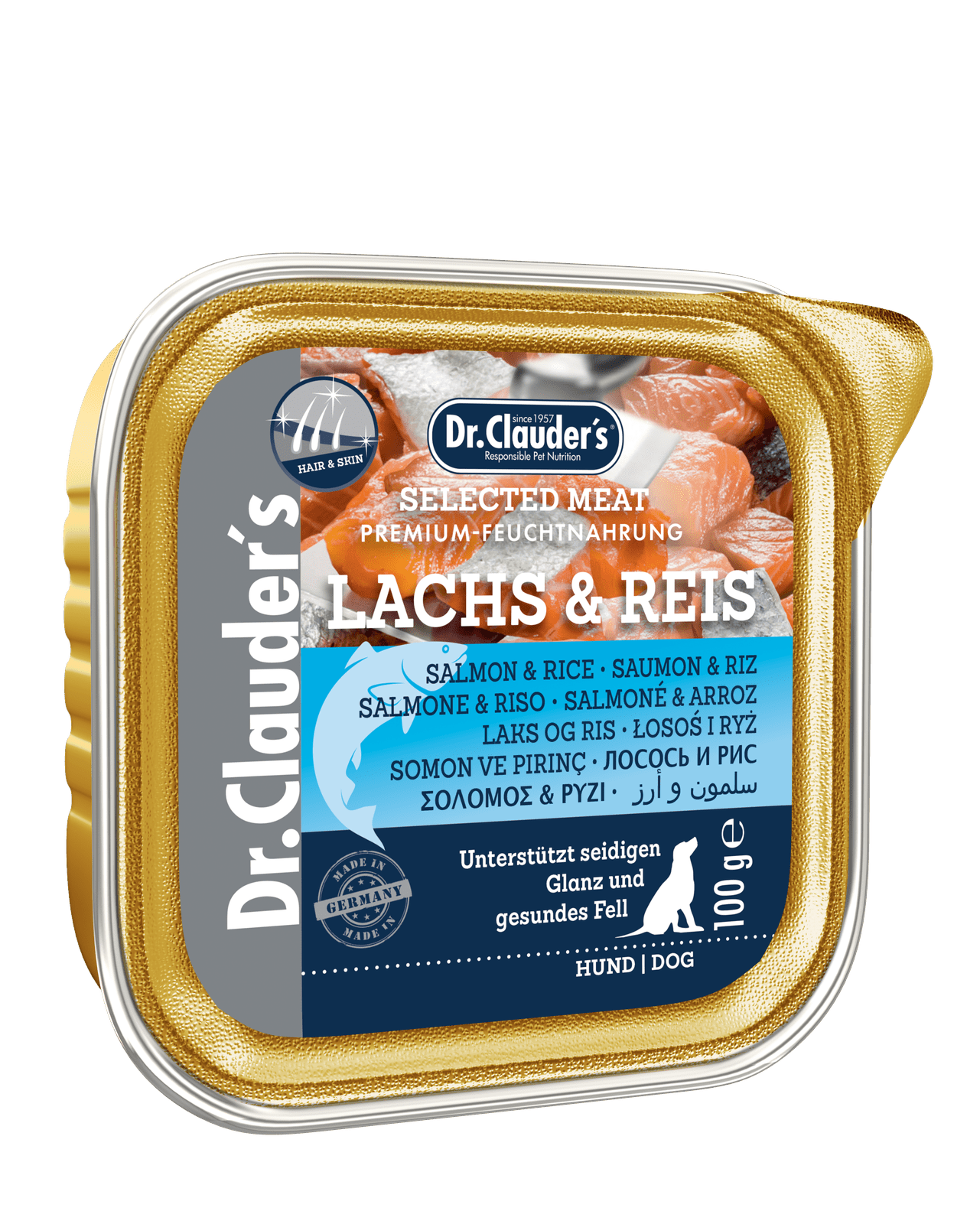 Artikel mit dem Namen Dr.Clauder's Hair+Skin Lachs im Shop von zoo.de , dem Onlineshop für nachhaltiges Hundefutter und Katzenfutter.