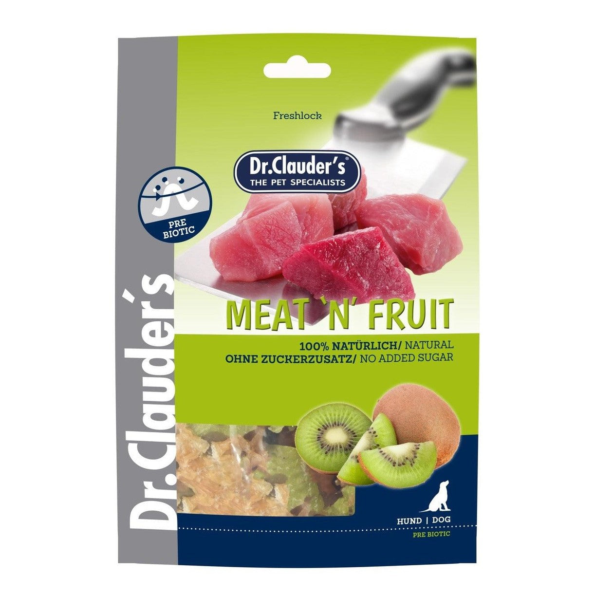 Artikel mit dem Namen Dr.Clauder's Meat´n Fruit Snack Kiwi+Hühnchen im Shop von zoo.de , dem Onlineshop für nachhaltiges Hundefutter und Katzenfutter.