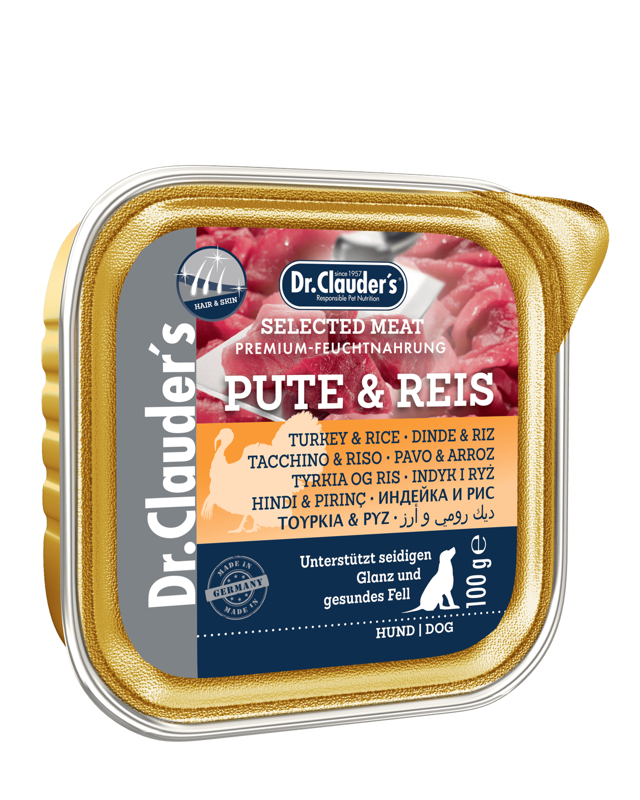 Artikel mit dem Namen Dr.Clauder's Selected Meat Hair+Skin Pute im Shop von zoo.de , dem Onlineshop für nachhaltiges Hundefutter und Katzenfutter.