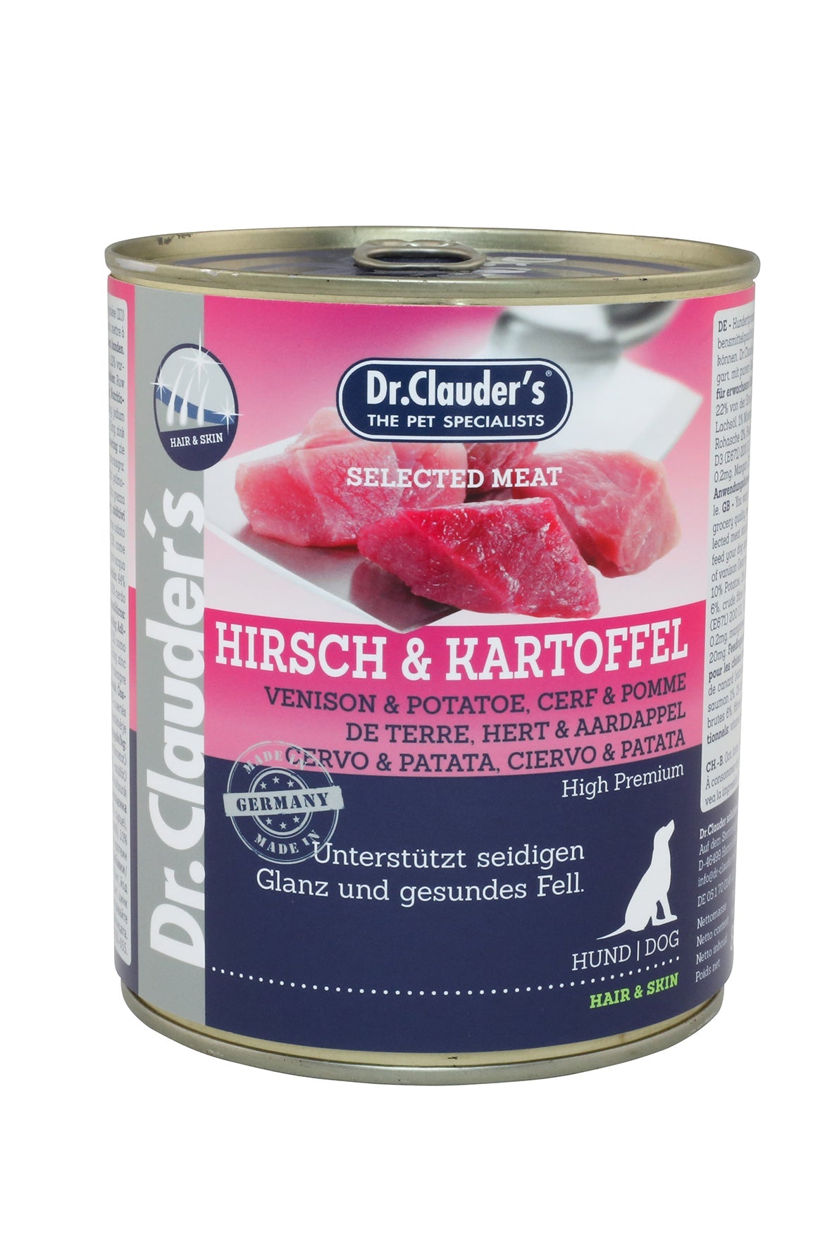 Artikel mit dem Namen Dr.Clauder&#39;s Selected Meat Hirsch &amp; Kartoffel im Shop von zoo.de , dem Onlineshop für nachhaltiges Hundefutter und Katzenfutter.