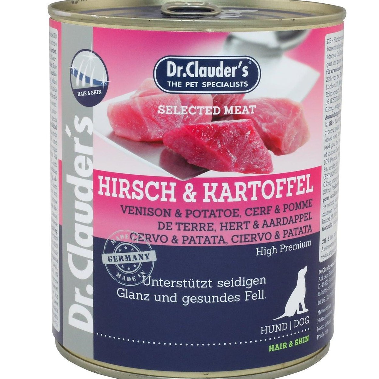 Artikel mit dem Namen Dr.Clauder's Selected Meat Hirsch & Kartoffel im Shop von zoo.de , dem Onlineshop für nachhaltiges Hundefutter und Katzenfutter.