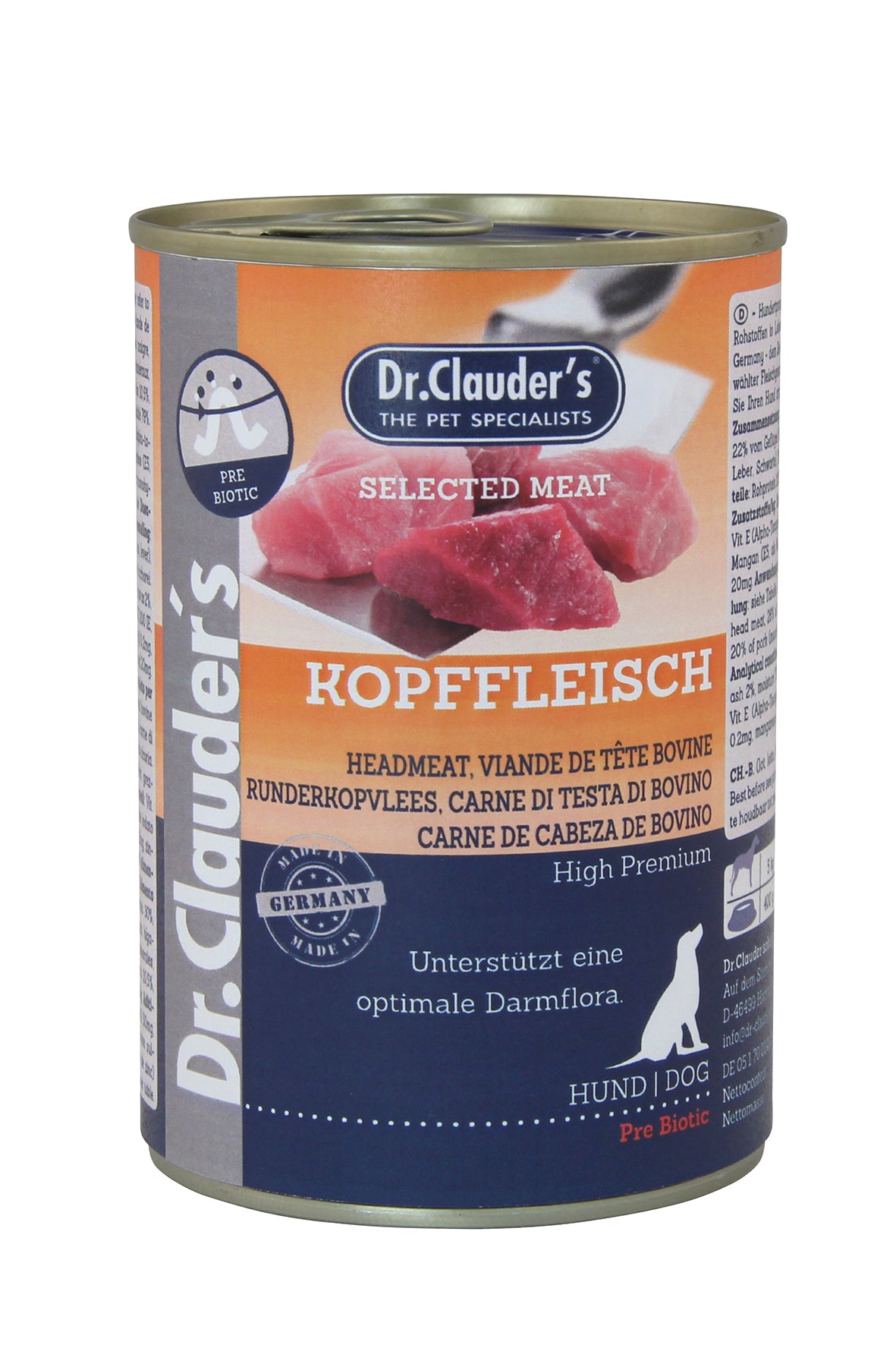 Artikel mit dem Namen Dr.Clauder's Selected Meat Kopffleisch im Shop von zoo.de , dem Onlineshop für nachhaltiges Hundefutter und Katzenfutter.