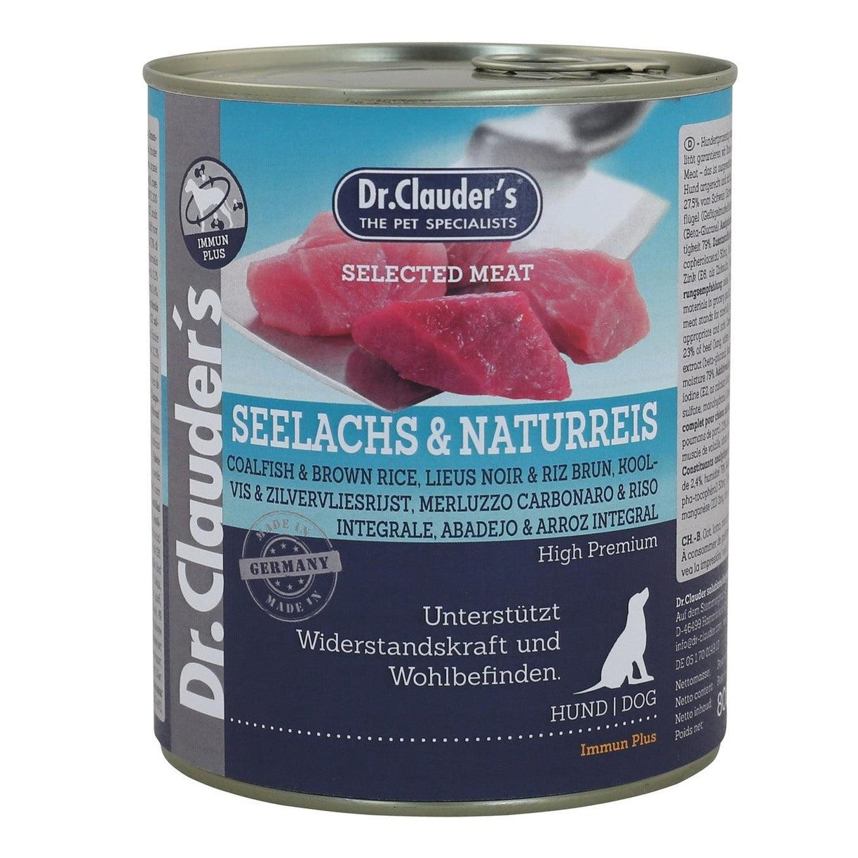 Artikel mit dem Namen Dr.Clauder's Selected Meat Seelachs+Reis im Shop von zoo.de , dem Onlineshop für nachhaltiges Hundefutter und Katzenfutter.