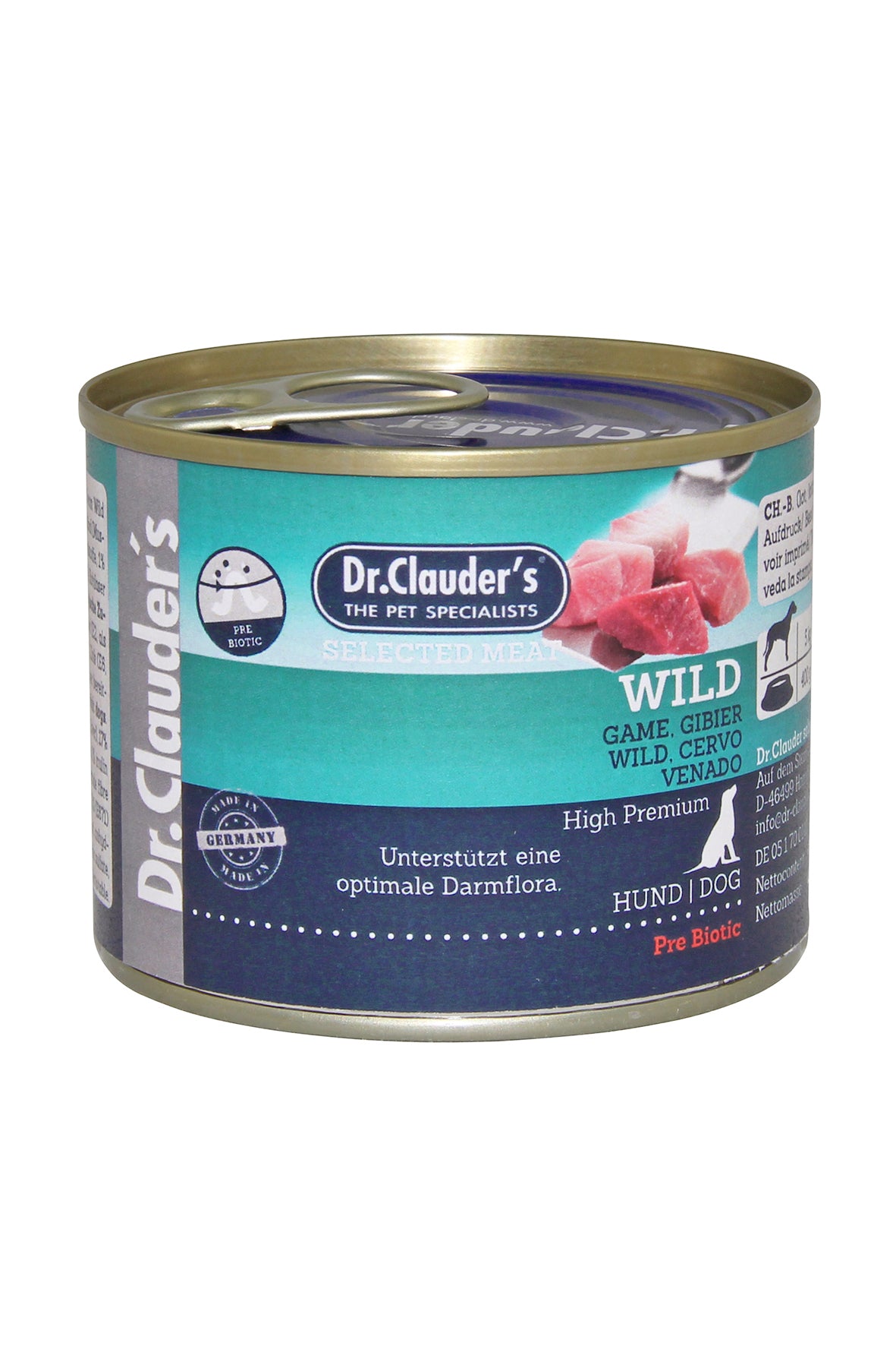 Artikel mit dem Namen Dr.Clauder&#39;s Selected Meat Wild im Shop von zoo.de , dem Onlineshop für nachhaltiges Hundefutter und Katzenfutter.