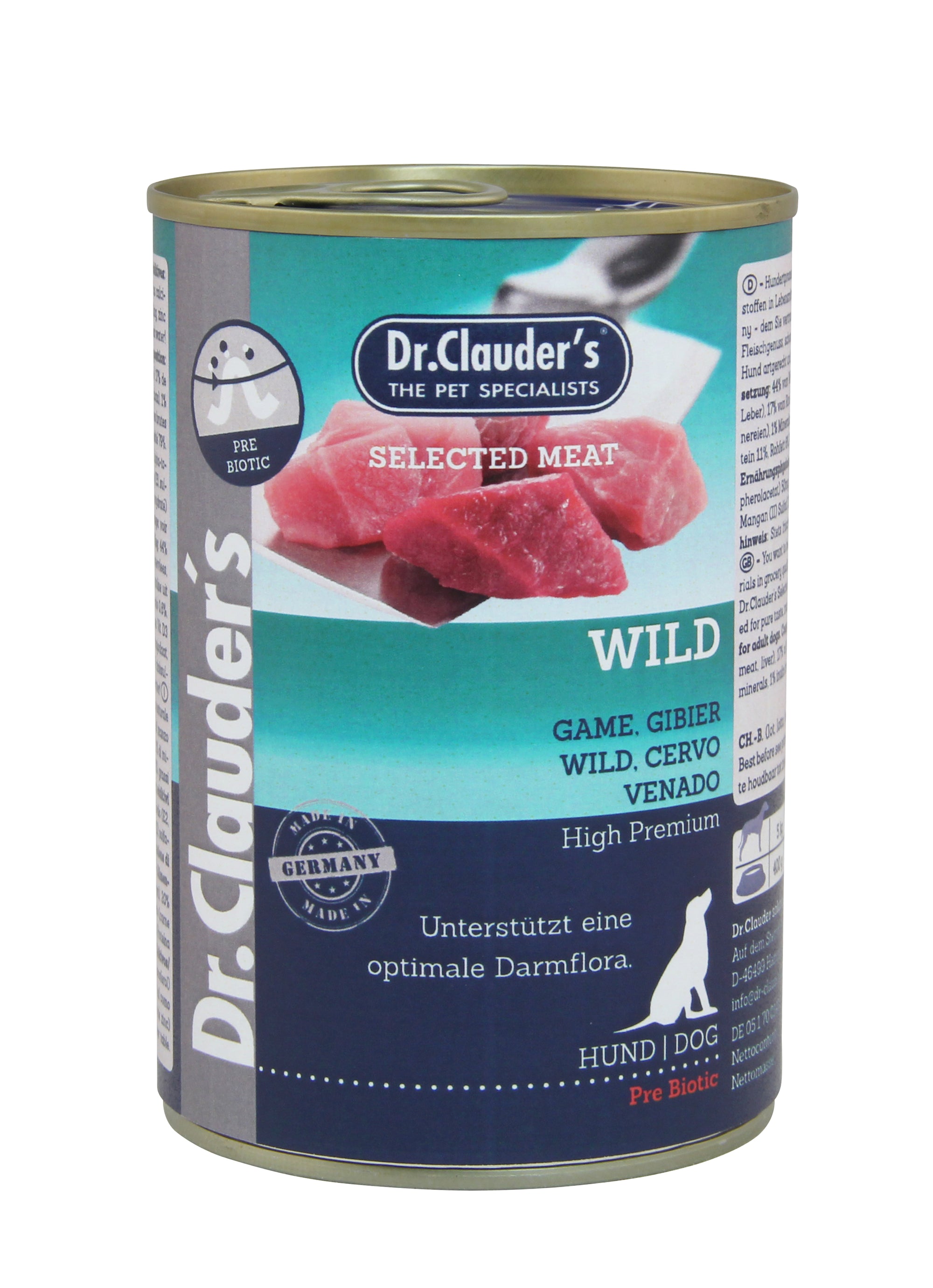 Artikel mit dem Namen Dr.Clauder&#39;s Selected Meat Wild im Shop von zoo.de , dem Onlineshop für nachhaltiges Hundefutter und Katzenfutter.