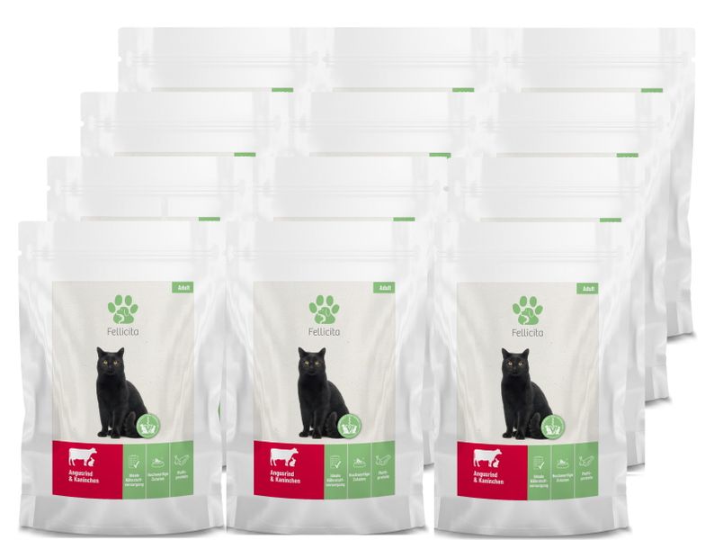 Artikel mit dem Namen Fellicita Angusrind & Kaninchen Frischebeutel für Katzen im Shop von zoo.de , dem Onlineshop für nachhaltiges Hundefutter und Katzenfutter.