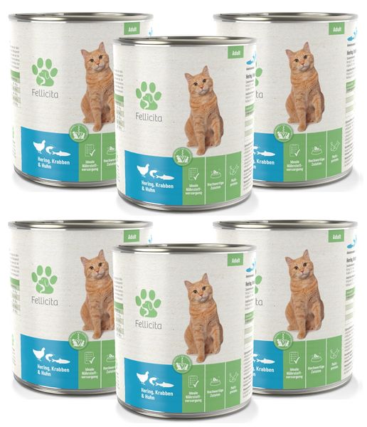 Artikel mit dem Namen Fellicita Hering, Krabben & Huhn für Katzen im Shop von zoo.de , dem Onlineshop für nachhaltiges Hundefutter und Katzenfutter.