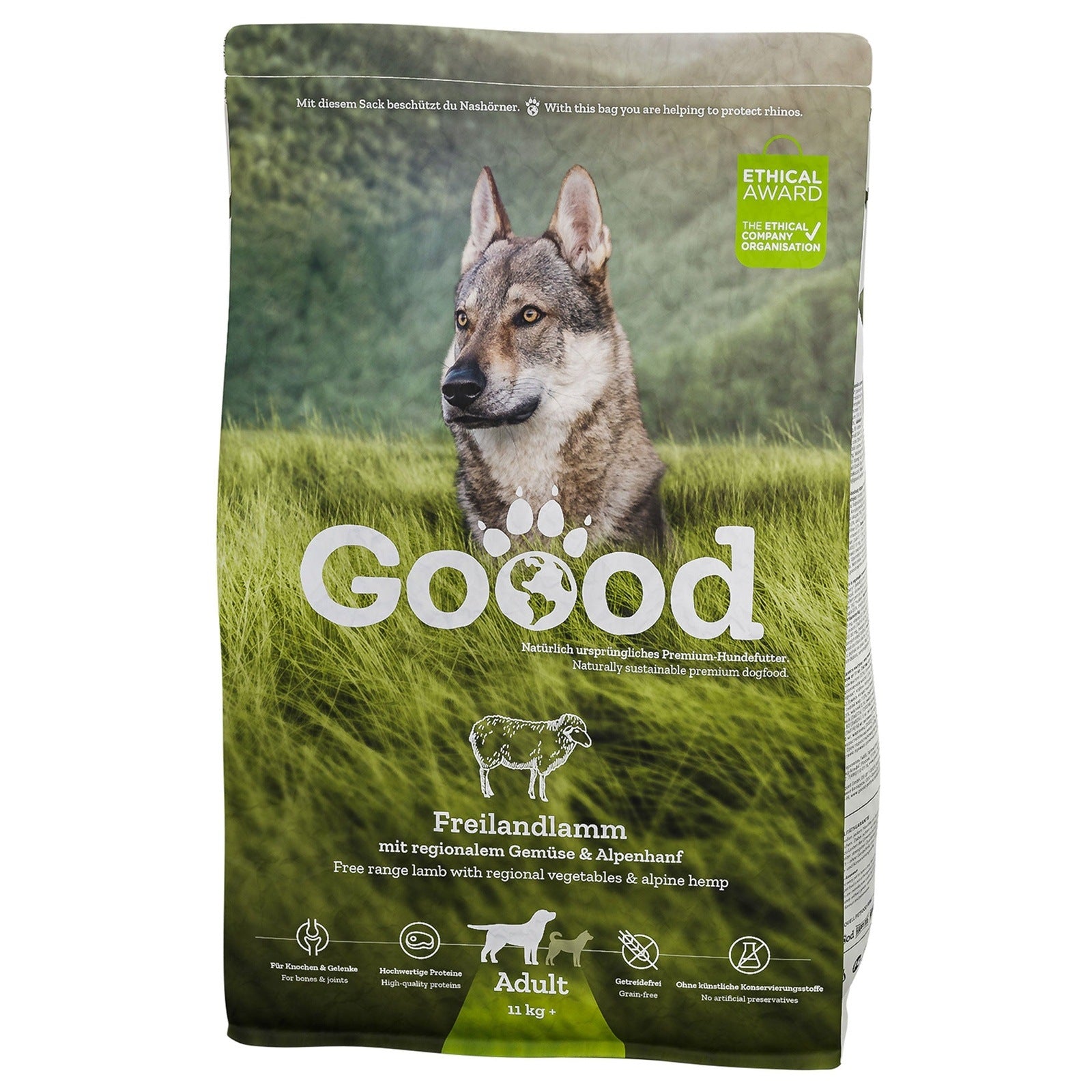 Artikel mit dem Namen GOOOD Adult Freilandlamm Trockenfutter im Shop von zoo.de , dem Onlineshop für nachhaltiges Hundefutter und Katzenfutter.