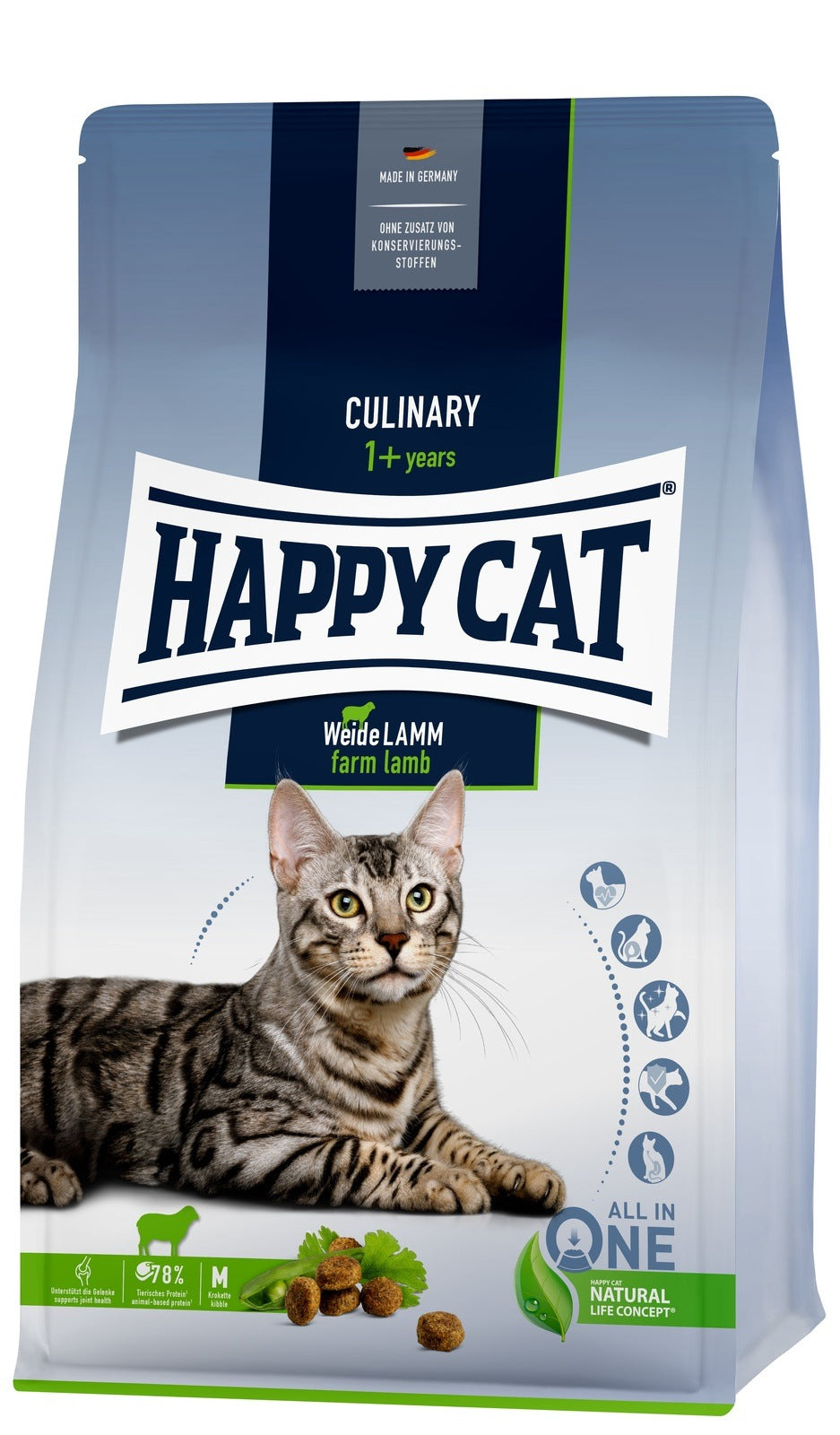 Artikel mit dem Namen Happy Cat Culinary Adult Weide Lamm im Shop von zoo.de , dem Onlineshop für nachhaltiges Hundefutter und Katzenfutter.