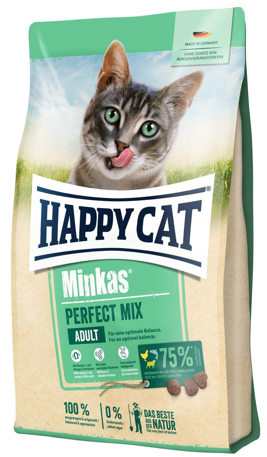 Artikel mit dem Namen Happy Cat Minkas Perfect Mix Geflügel, Fisch & Lamm im Shop von zoo.de , dem Onlineshop für nachhaltiges Hundefutter und Katzenfutter.