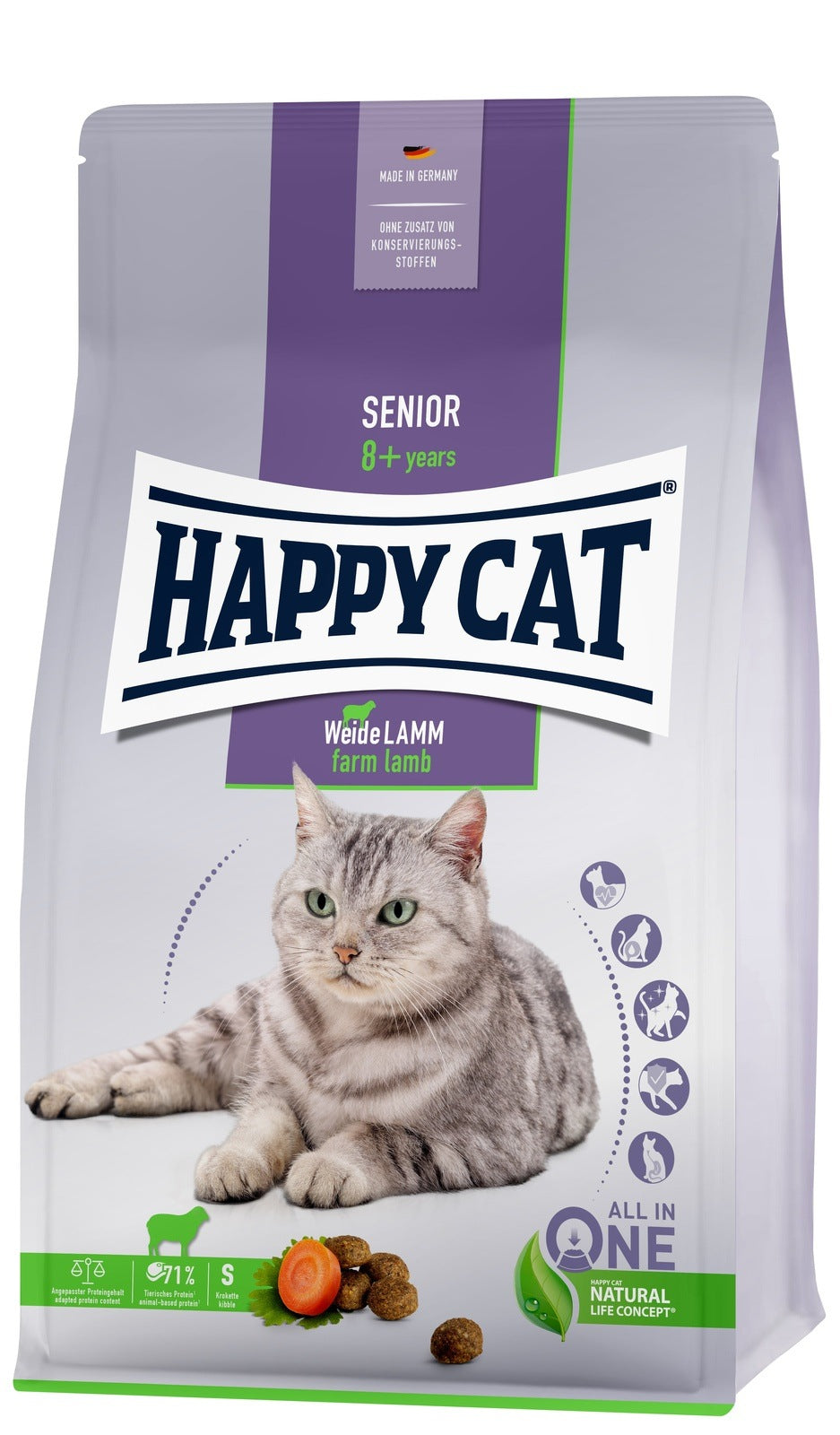 Artikel mit dem Namen Happy Cat Senior Weide Lamm im Shop von zoo.de , dem Onlineshop für nachhaltiges Hundefutter und Katzenfutter.