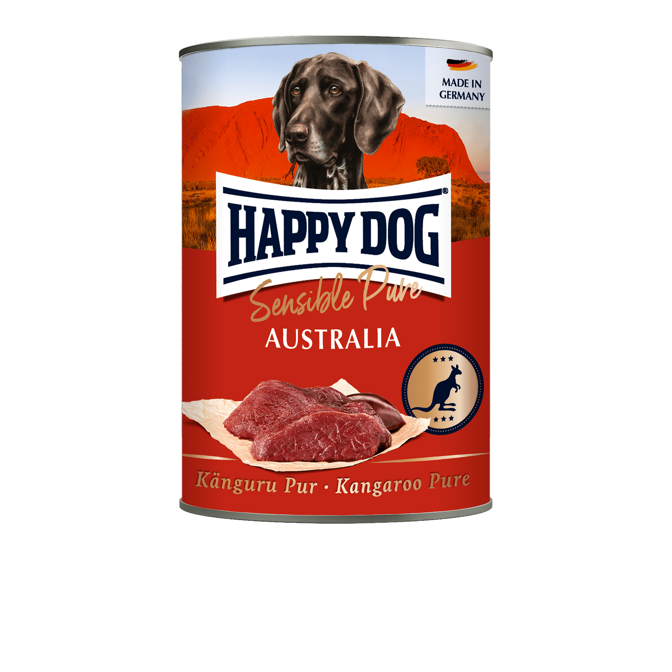 Artikel mit dem Namen Happy Dog Dose Sensible Pure Australia Känguru im Shop von zoo.de , dem Onlineshop für nachhaltiges Hundefutter und Katzenfutter.