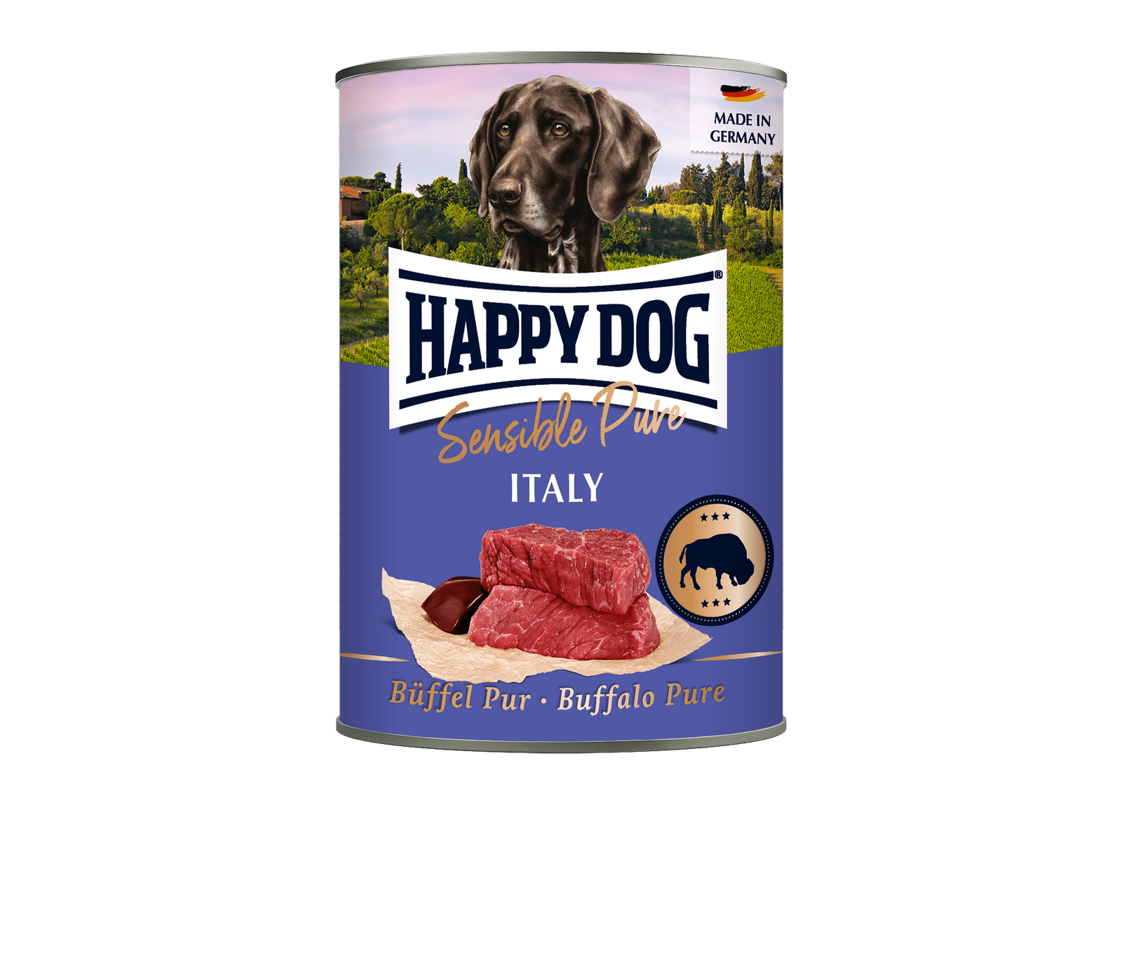 Artikel mit dem Namen Happy Dog Dose Sensible Pure Italy Büffel im Shop von zoo.de , dem Onlineshop für nachhaltiges Hundefutter und Katzenfutter.