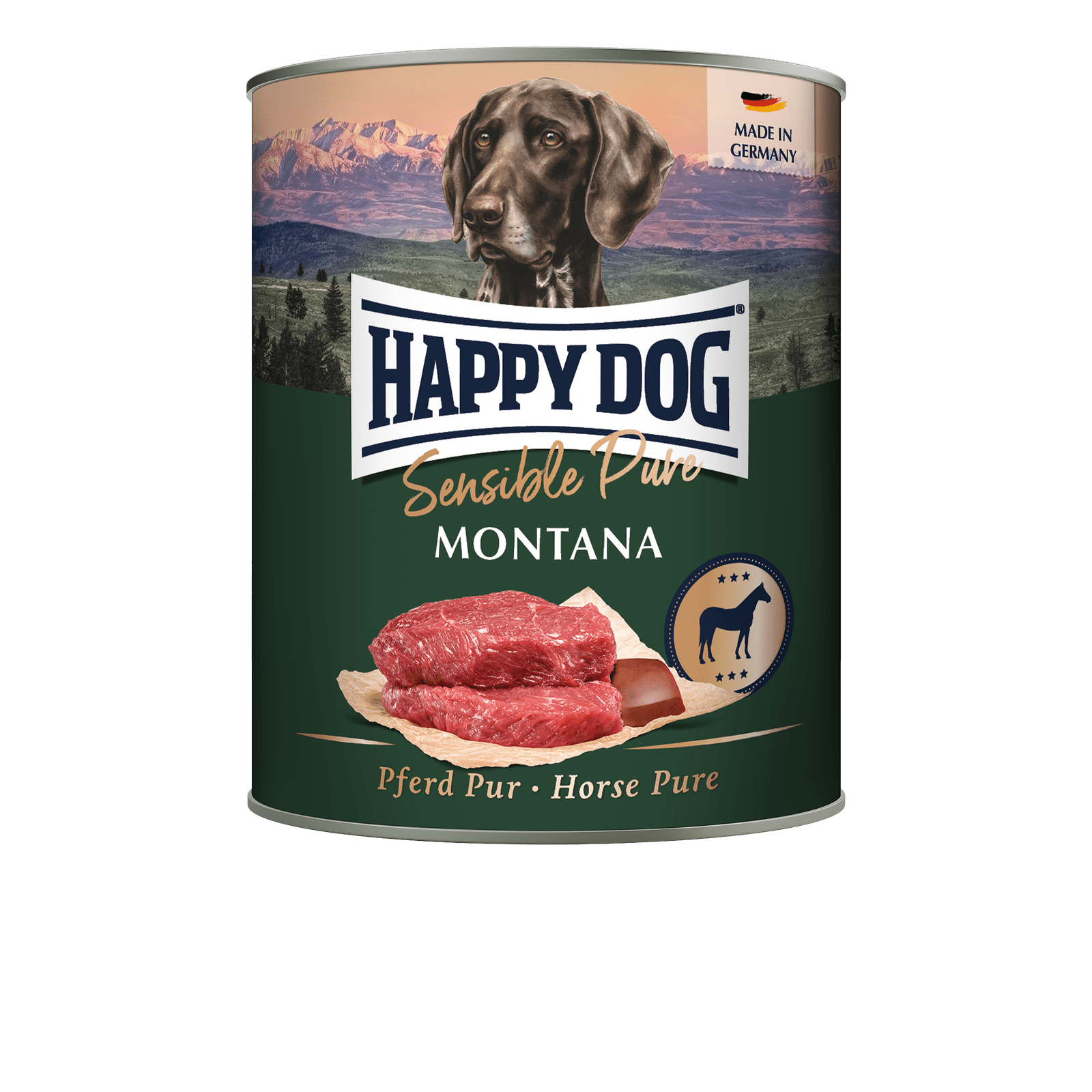 Artikel mit dem Namen Happy Dog Dose Sensible Pure Montana Pferd im Shop von zoo.de , dem Onlineshop für nachhaltiges Hundefutter und Katzenfutter.