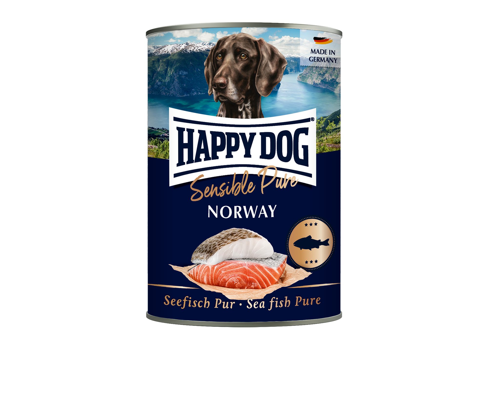 Artikel mit dem Namen Happy Dog Dose Sensible Pure Norway Seefisch im Shop von zoo.de , dem Onlineshop für nachhaltiges Hundefutter und Katzenfutter.