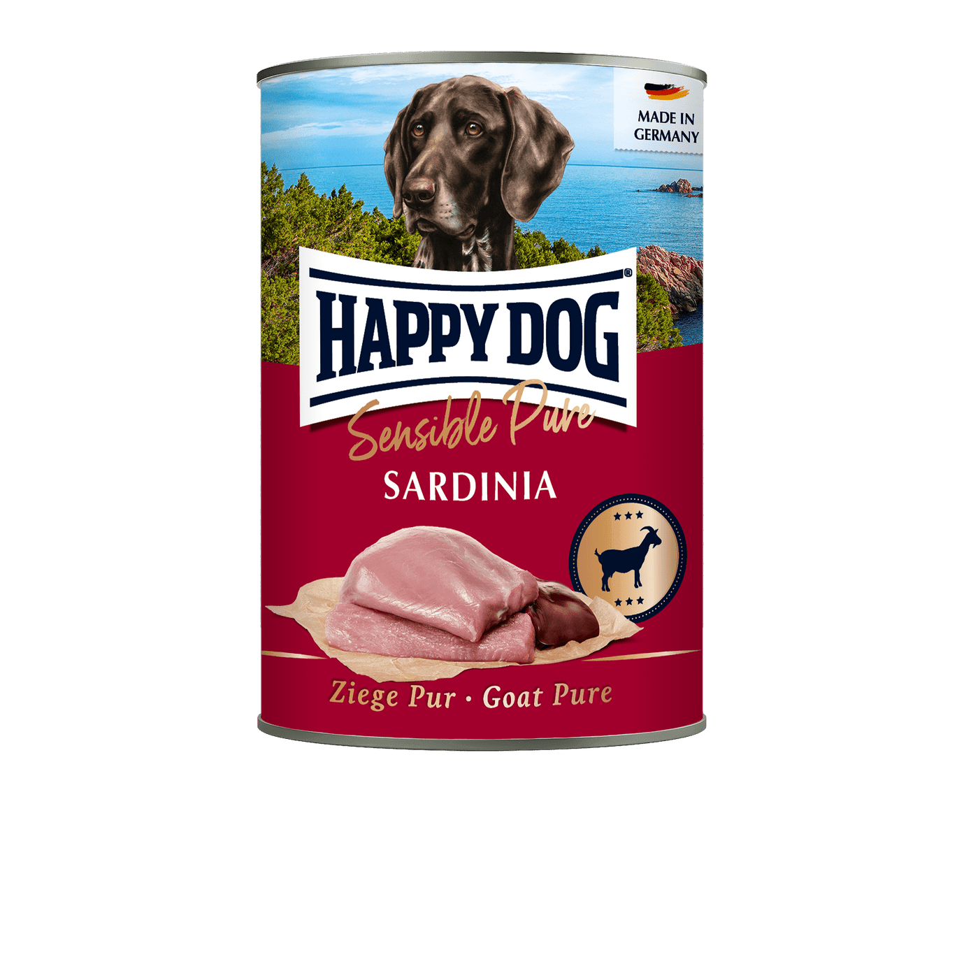 Artikel mit dem Namen Happy Dog Dose Sensible Pure Sardinia Ziege im Shop von zoo.de , dem Onlineshop für nachhaltiges Hundefutter und Katzenfutter.