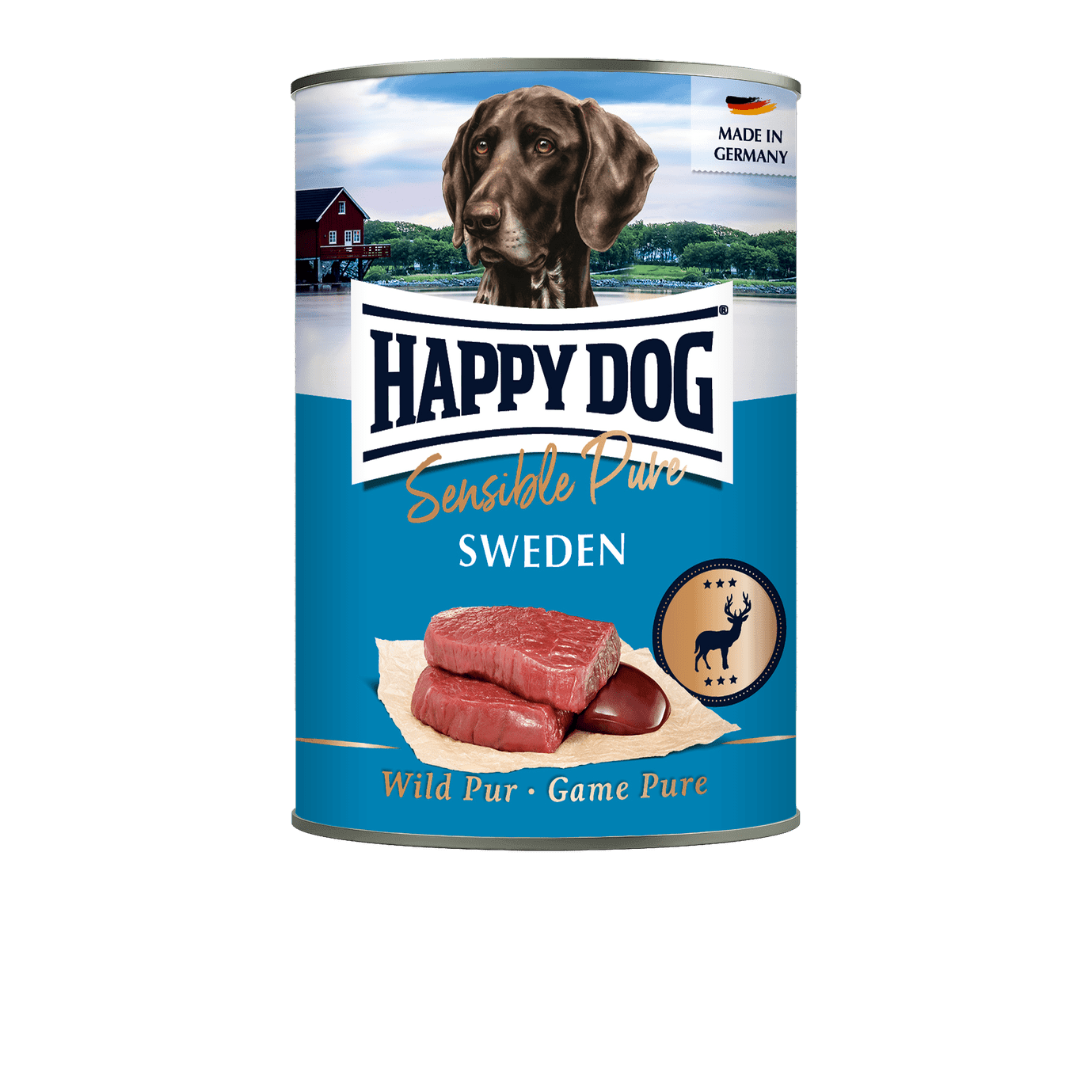 Artikel mit dem Namen Happy Dog Dose Sensible Pure Sweden Wild im Shop von zoo.de , dem Onlineshop für nachhaltiges Hundefutter und Katzenfutter.
