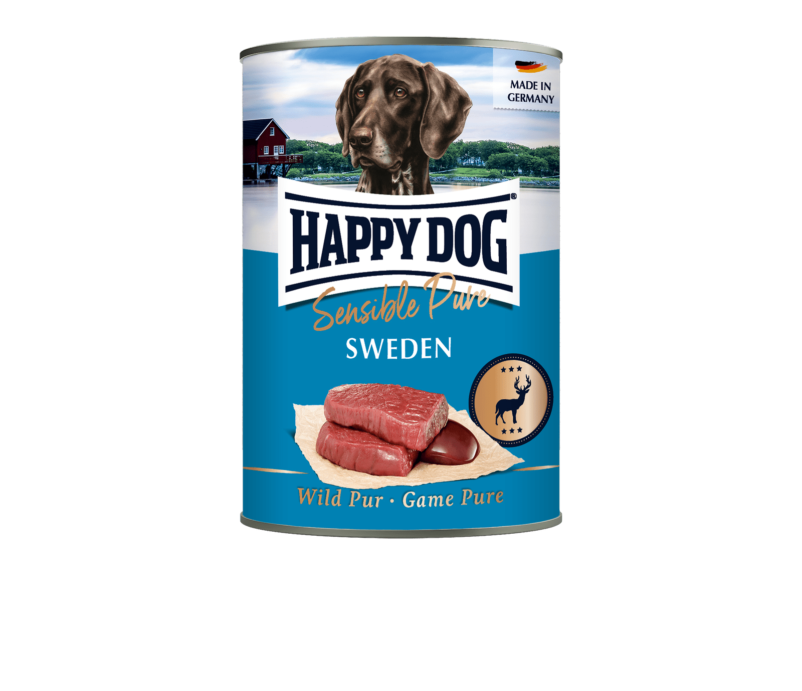 Artikel mit dem Namen Happy Dog Dose Sensible Pure Sweden Wild im Shop von zoo.de , dem Onlineshop für nachhaltiges Hundefutter und Katzenfutter.