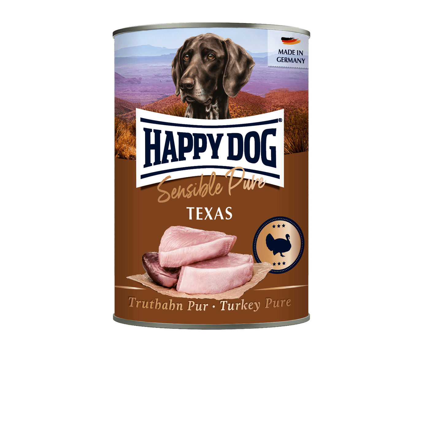 Artikel mit dem Namen Happy Dog Dose Sensible Pure Texas Truthahn im Shop von zoo.de , dem Onlineshop für nachhaltiges Hundefutter und Katzenfutter.