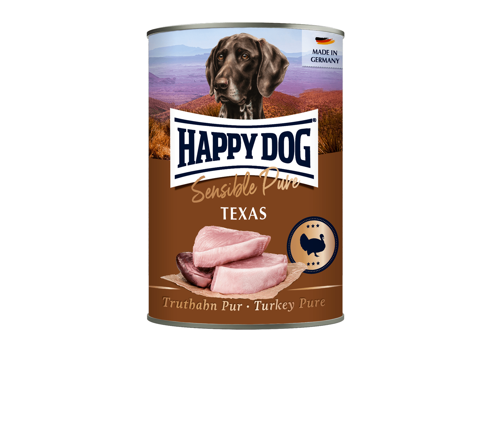 Artikel mit dem Namen Happy Dog Dose Sensible Pure Texas Truthahn im Shop von zoo.de , dem Onlineshop für nachhaltiges Hundefutter und Katzenfutter.