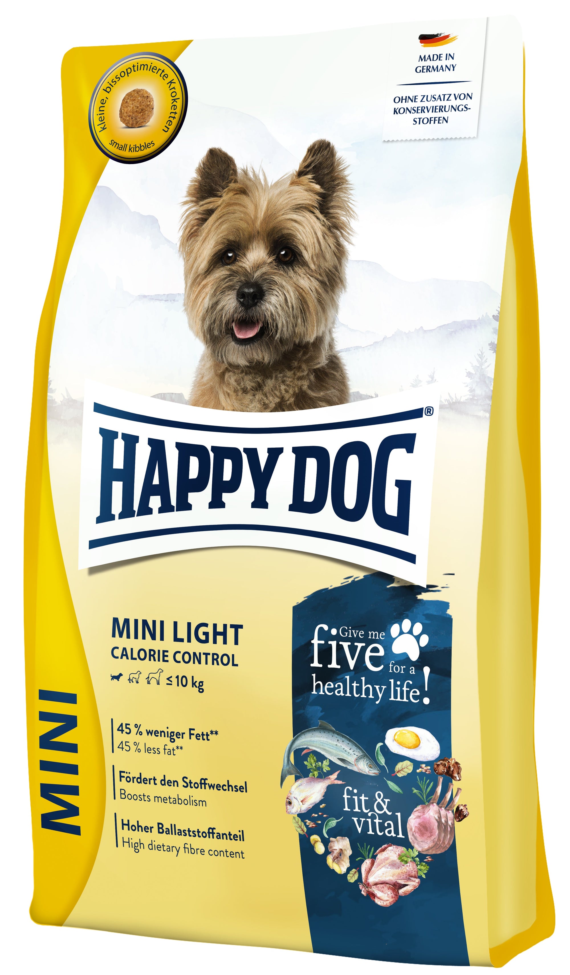 Artikel mit dem Namen Happy Dog fit &amp; vital Mini Light im Shop von zoo.de , dem Onlineshop für nachhaltiges Hundefutter und Katzenfutter.