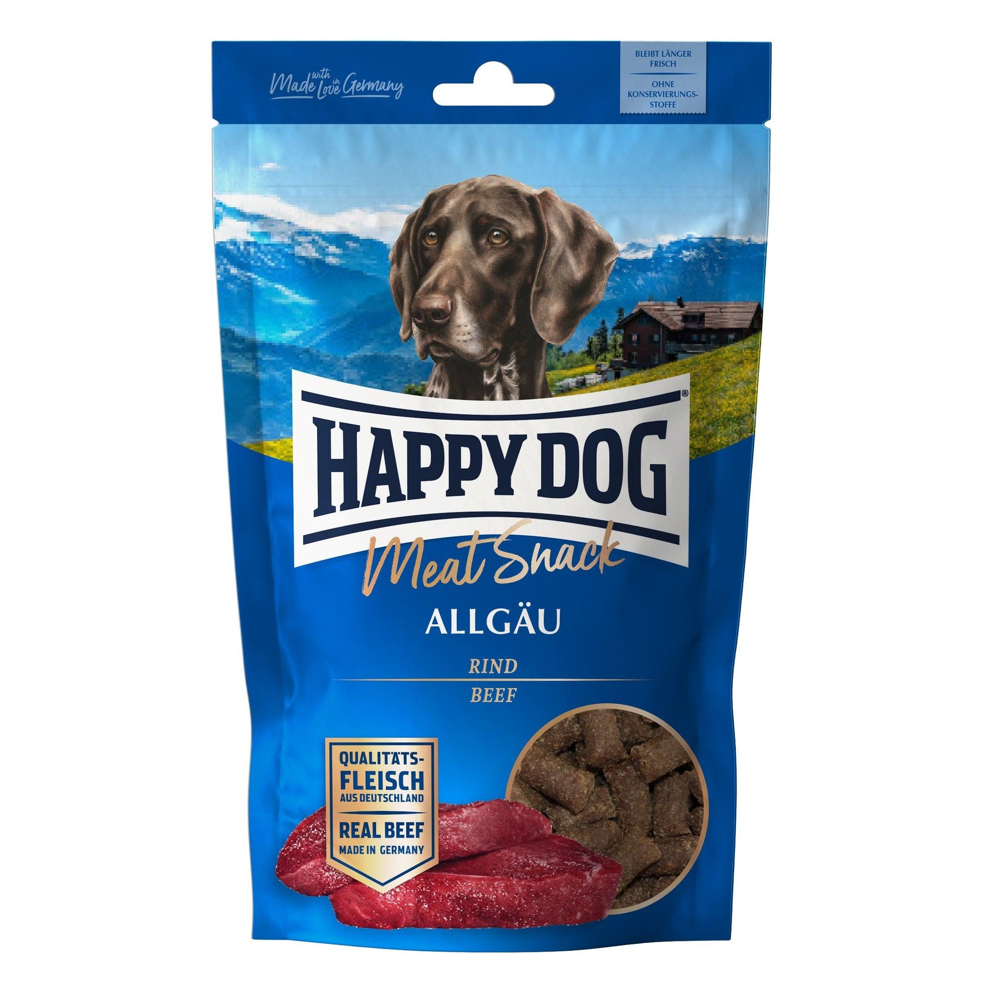 Artikel mit dem Namen Happy Dog Meat Snack Allgäu im Shop von zoo.de , dem Onlineshop für nachhaltiges Hundefutter und Katzenfutter.